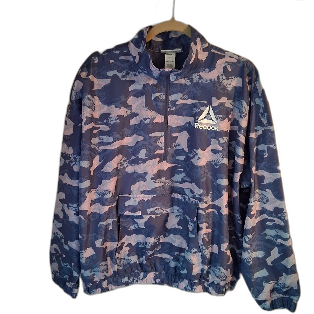 Reebok Blue and Pink Camo Windbreaker Jacket